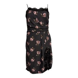 Victoria's Secret Woven Lace Slip Dress Size 2 Color Black with pink blossoms